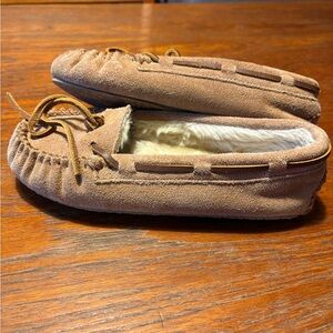 Minnetonka Kids Moccasins in Tan